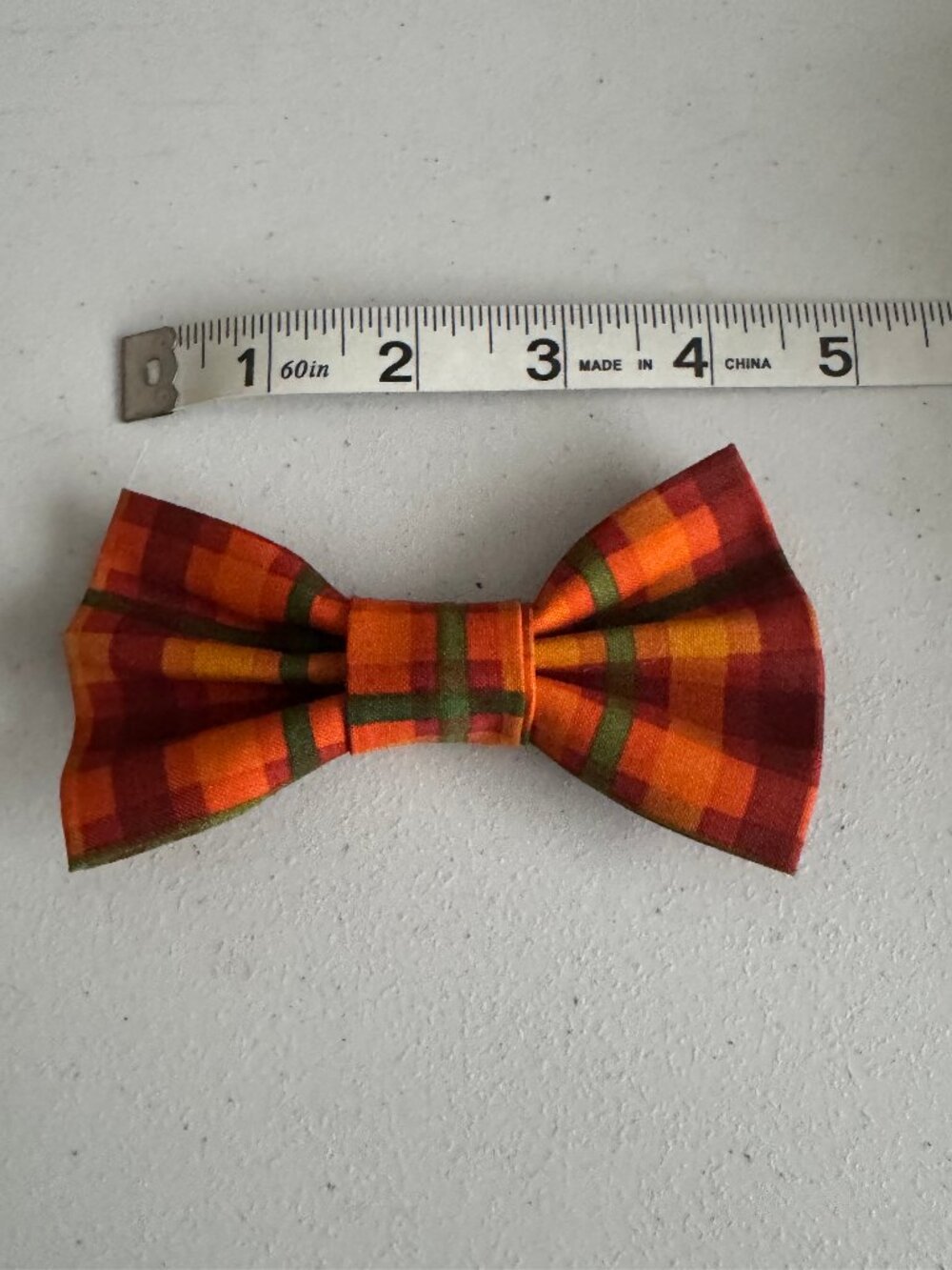 Medium Fall Plaid Brown Red & Green Dog Bowtie - HANDMADE
